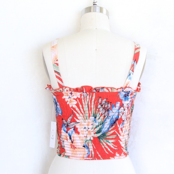Tropical Ruched Crop Top - Picture 2 of 3